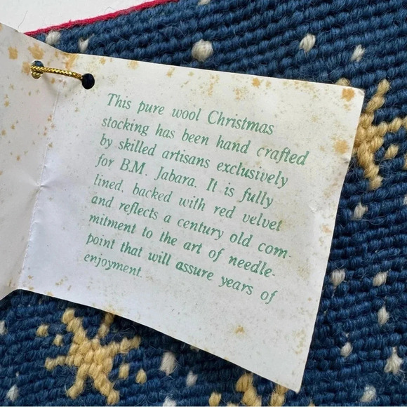 NWT Vintage The Jabara Group 100% Wool Needlepoint Santa Christmas Stocking - Picture 4 of 8